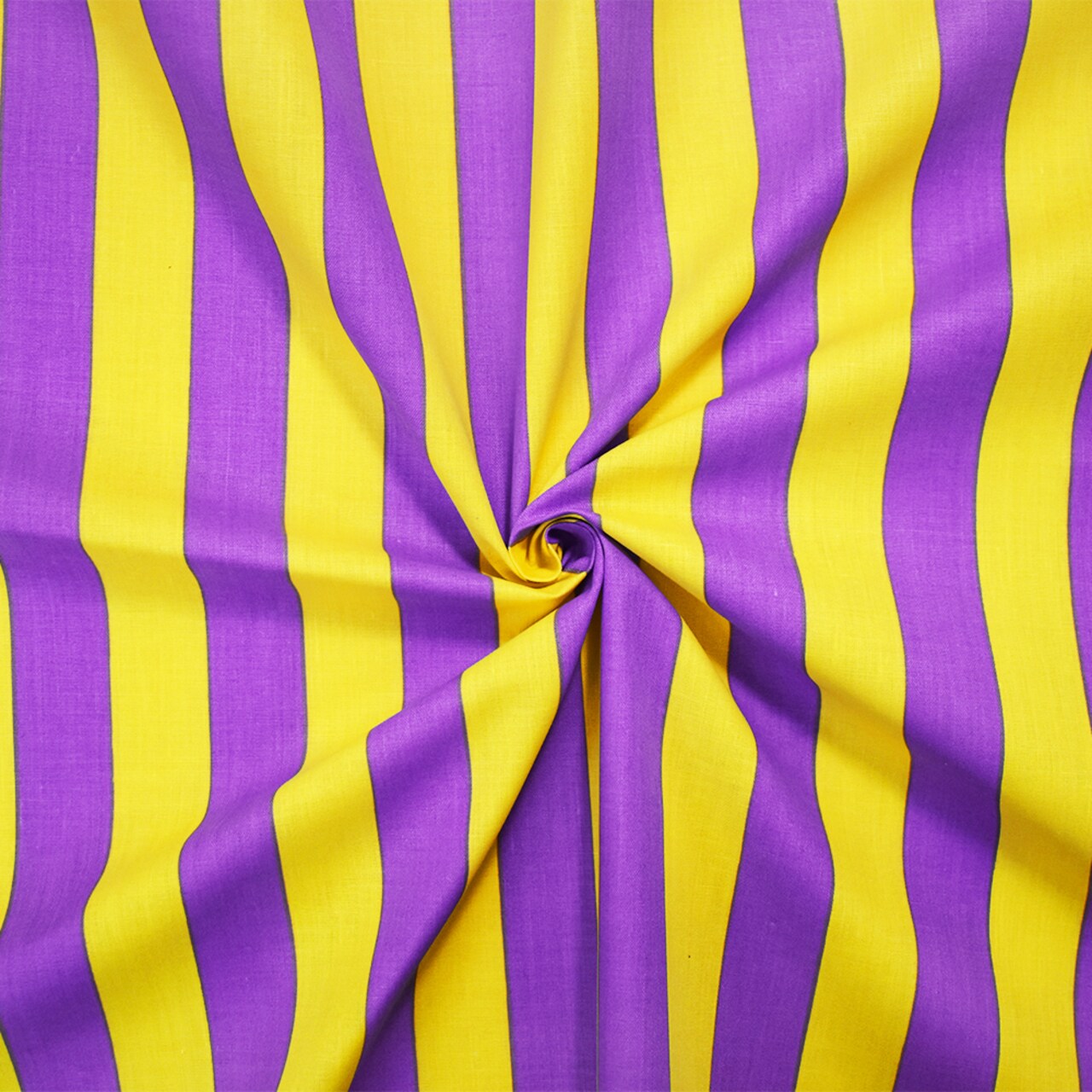 Purple-Yellow Cotton-Poly Japanese Vertical Stripe Printed Woven Fabric By the Yard